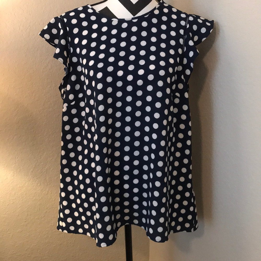 Navy Blue Polka Top!✔️